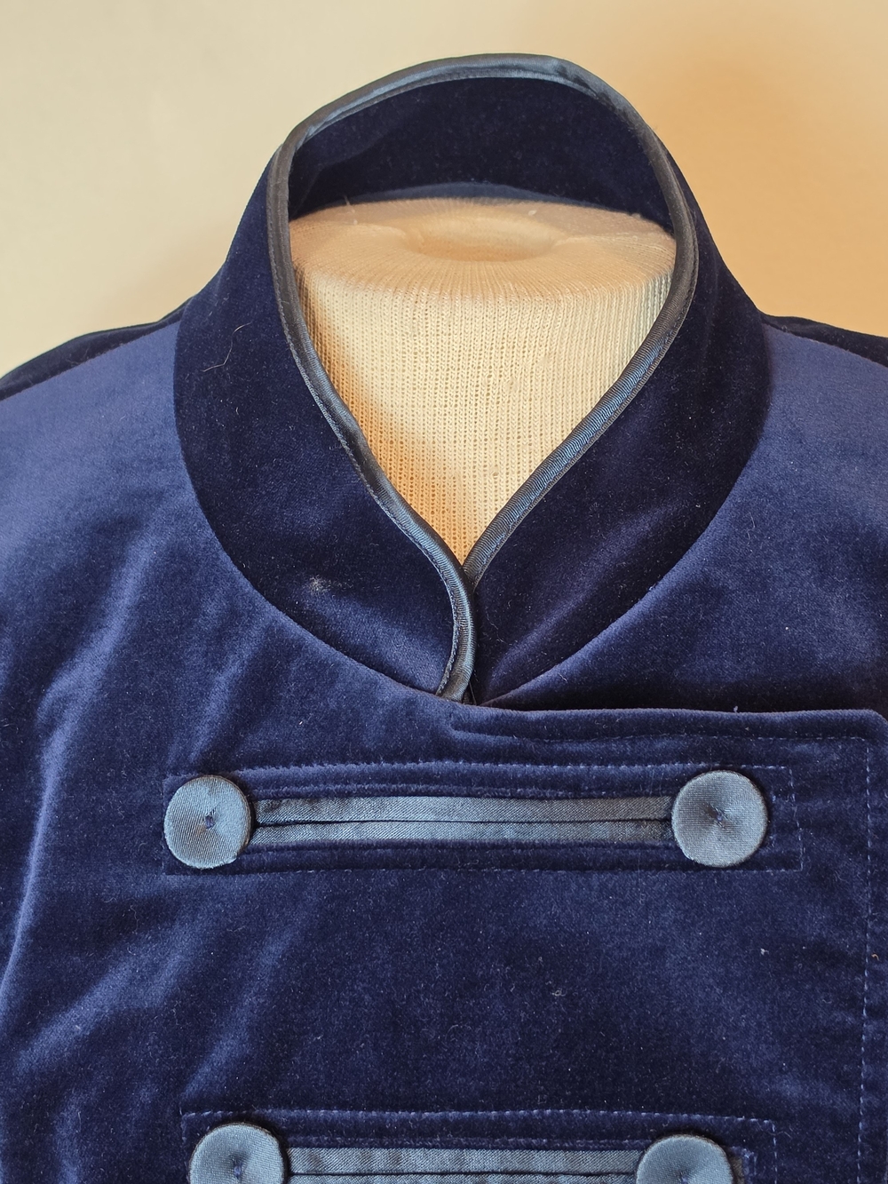 Vintage Y2K Bloomingdale's Military Jacket Size 12 Navy Velvet Hussar Napoleon - Picture 3 of 15